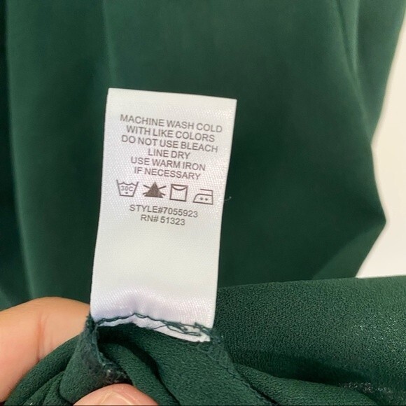 Cece by Cynthia Steffe Dress Forest Green Black Lace Trim Shift Long Sleeve Mini - Picture 6 of 8